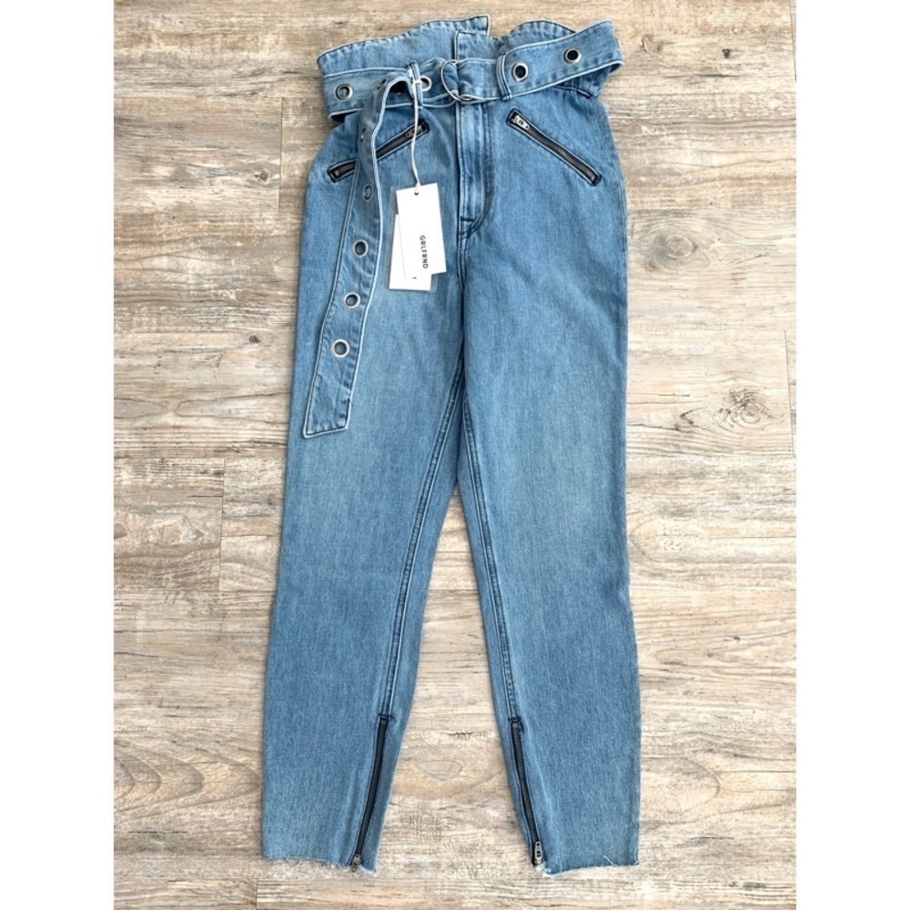 NWT GRLFRND ‘Mia’ Paperbag Belted Skinny Jeans